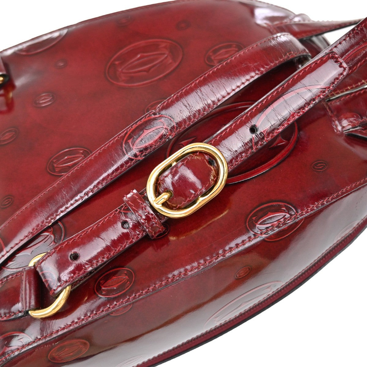 CARTIER Birthday Backpack Shoulder Bag Patent Leather Red GHW France 33EF695