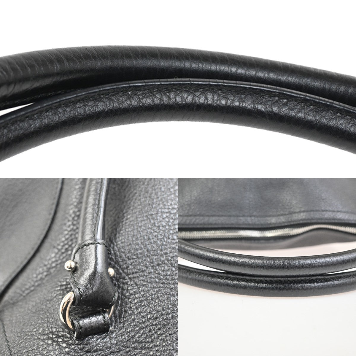 SALVATORE FERRAGAMO Gancini Tote Handbag Leather Black Italy SHW 30KC968