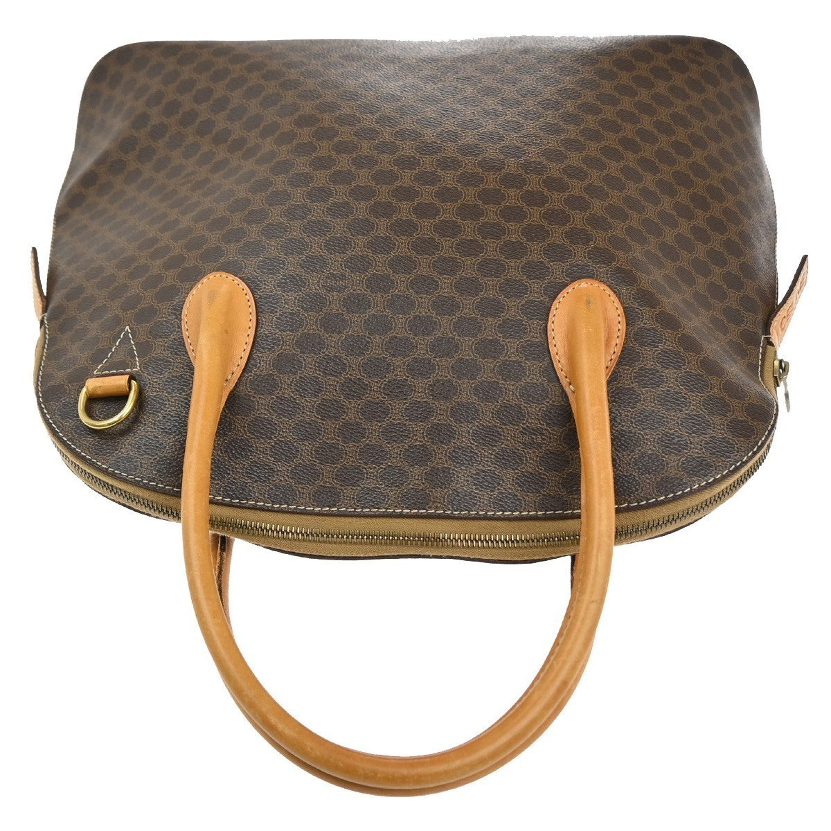 CELINE Logo Macadam Pattern Handbag PVC Leather Brown GHW Italy 61KP465