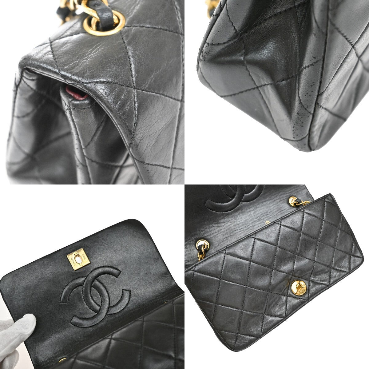 CHANEL CC Mini Matelasse Full Flap Chain Shoulder Bag Leather Black GHW 654RF285