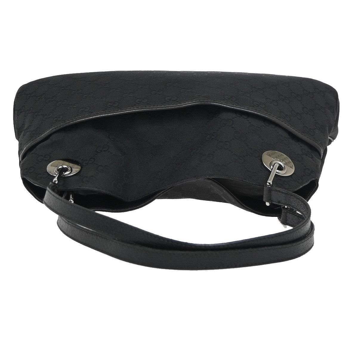 GUCCI GG Logo Eclipse Shoulder Hand Bag Black Canvas Leather GHW Italy 33ZA368