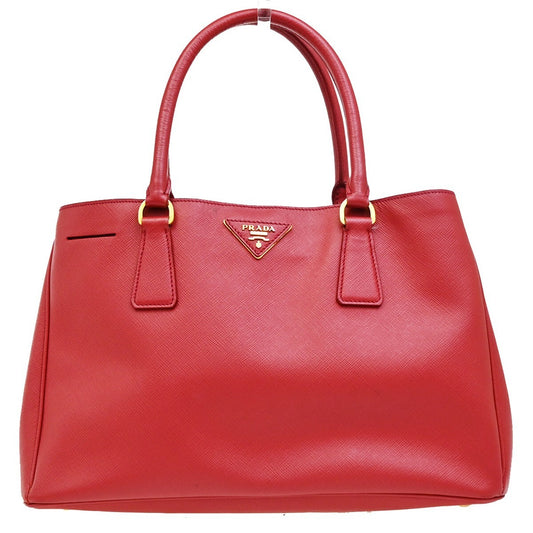 PRADA Logo Saffiano Shoulder Hand Bag Leather Red GHW Italy 75EE524