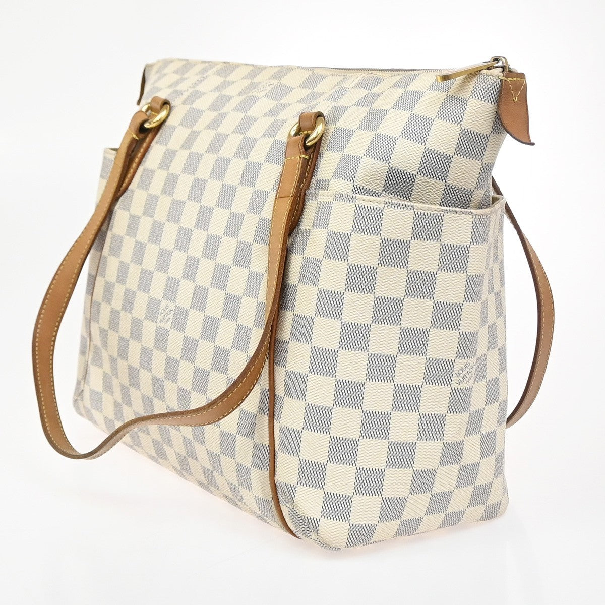 LOUIS VUITTON Totally MM Shoulder Bag Damier Azur Leather White N51262 10ZA275