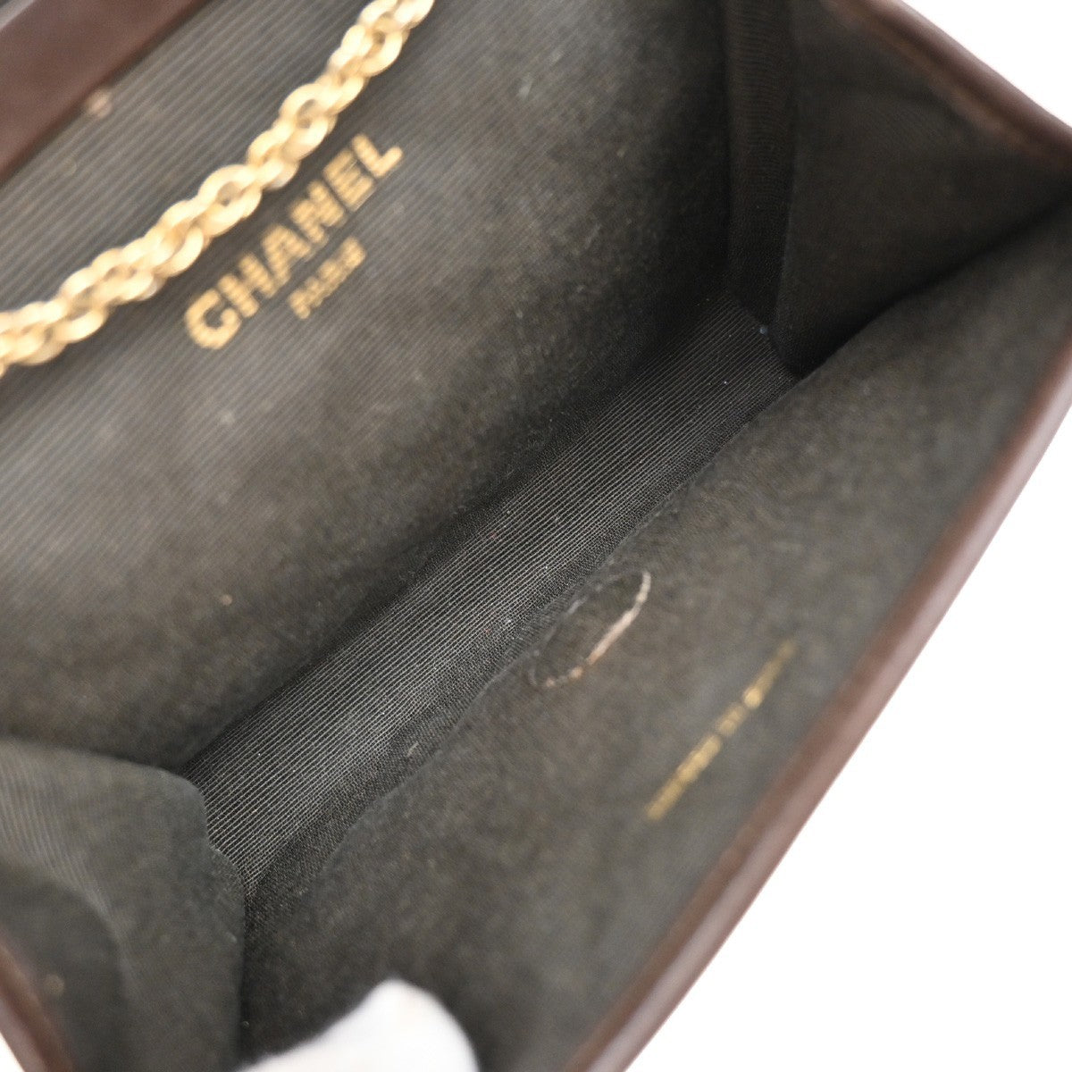 CHANEL CC Logo Mini Matelasse Chain Shoulder Bag Leather Brown GHW 600RF626