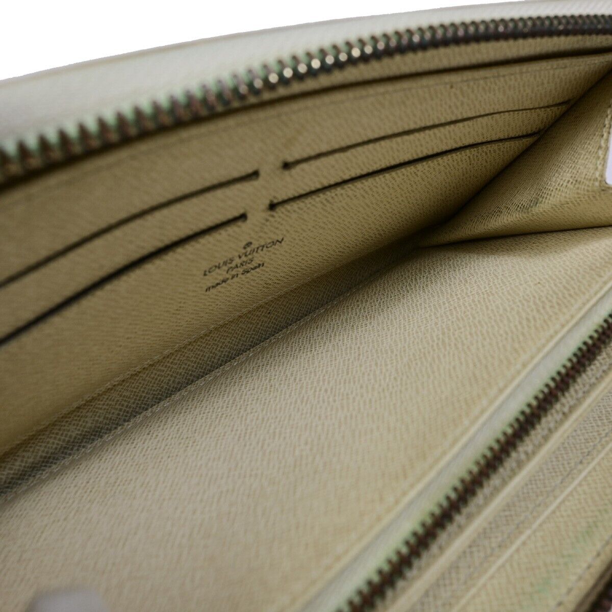 LOUIS VUITTON Zippy Wallet Purse Damier Azur Leather White N60019 05EB293