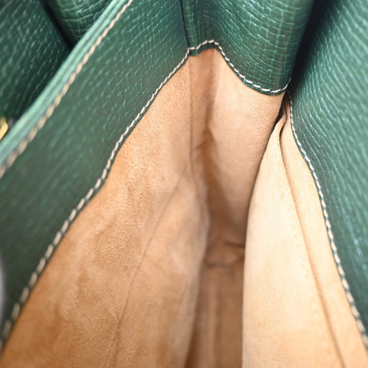 LOEWE Logo Turn Lock Shoulder Hand Bag Leather Green GHW Italy 86YJ123