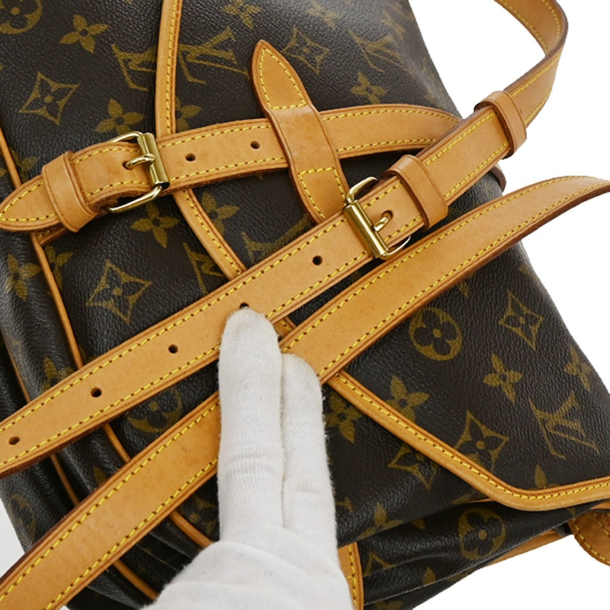 LOUIS VUITTON Logo Saumur 30 Shoulder Bag Monogram Leather Brown M42256 55CA088