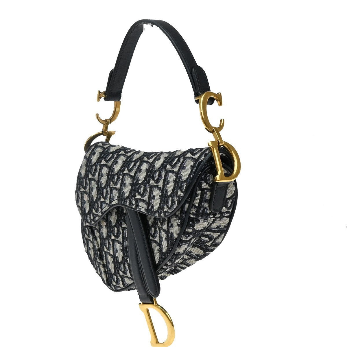 CHRISTIAN DIOR Oblique Trotter Mini Saddle Hand Bag Jacquard Leather BE 307RF279