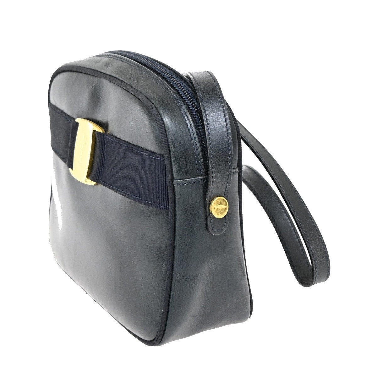 SALVATORE FERRAGAMO Vara Crossbody Shoulder Bag Leather Black Italy 61FC125