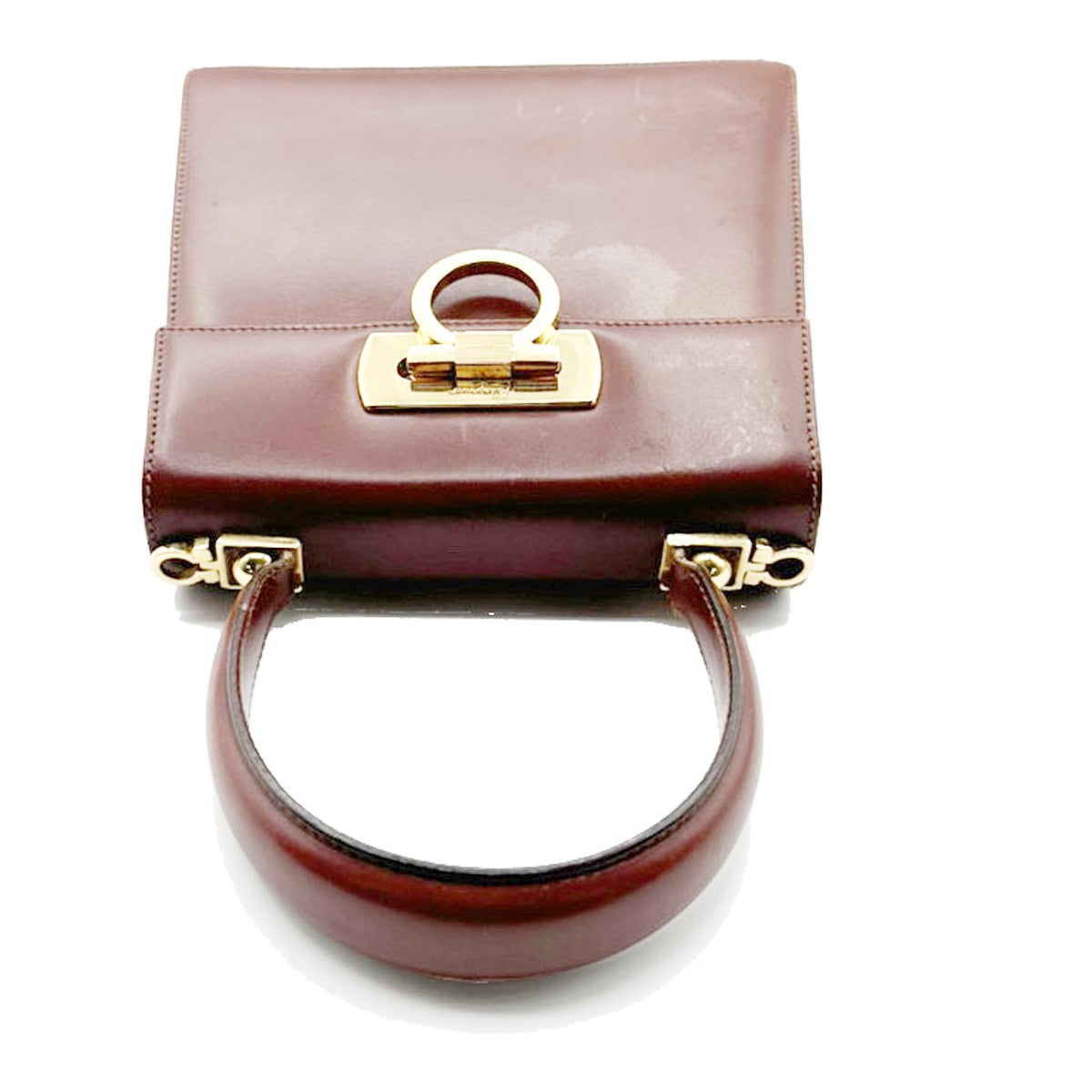 Salvatore Ferragamo Gancini 2Way Shoulder Hand Bag Leather Brown Gold 34CA728