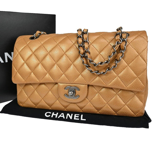 CHANEL CC Matelasse 25 Double Flap Chain Shoulder Bag Caviar Leather 6083LC452