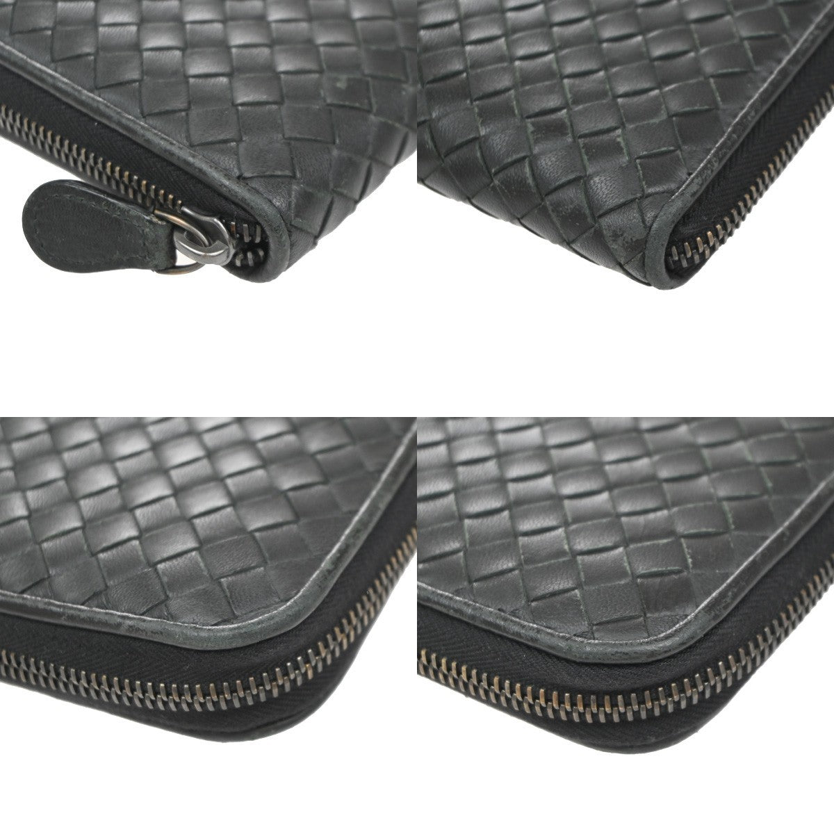 BOTTEGA VENETA Intrecciato Zipper Around Long Wallet Leather Black Italy 65KP223