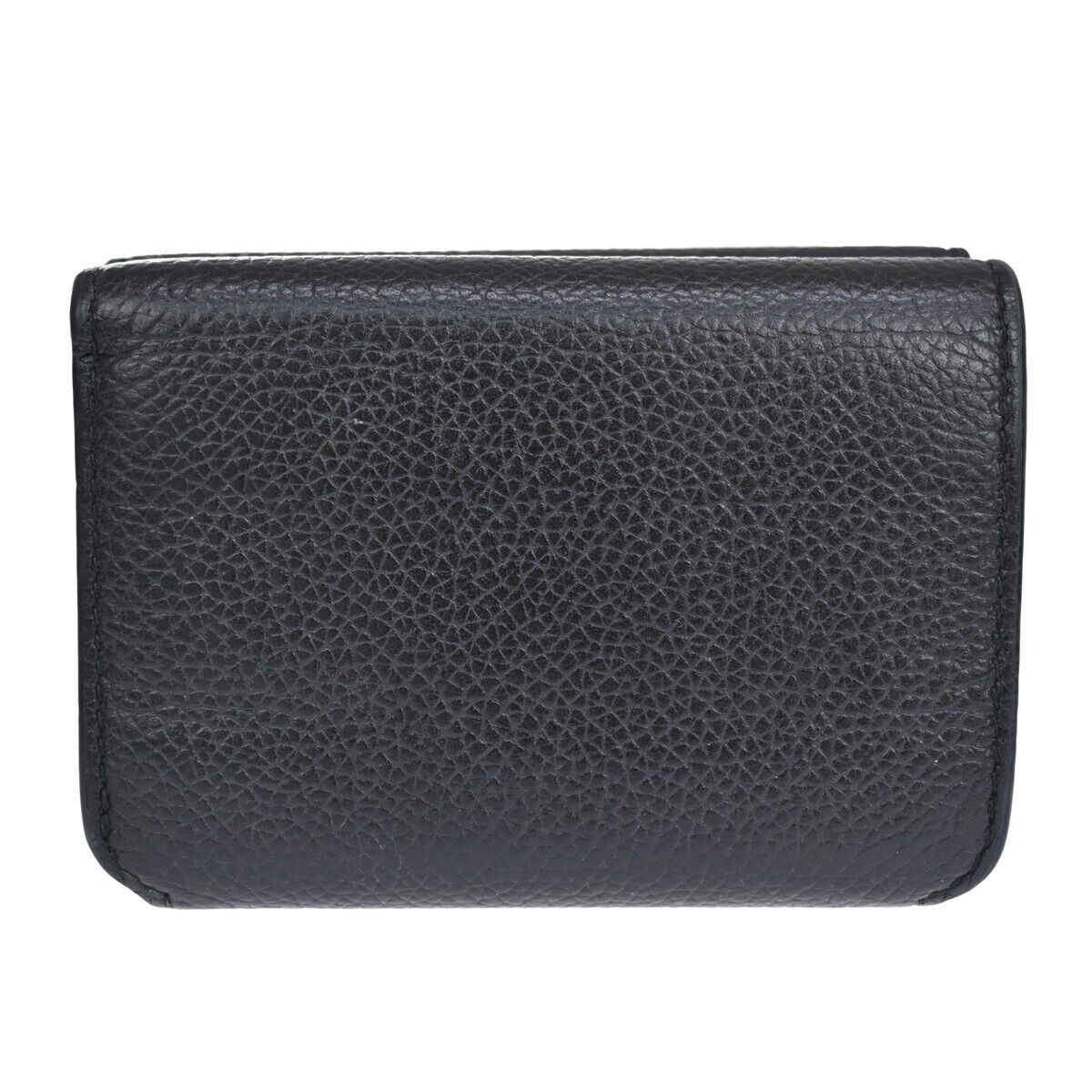 BALENCIAGA Logo Everyday Mini Trifold Wallet Purse Leather Black Italy 64HB612