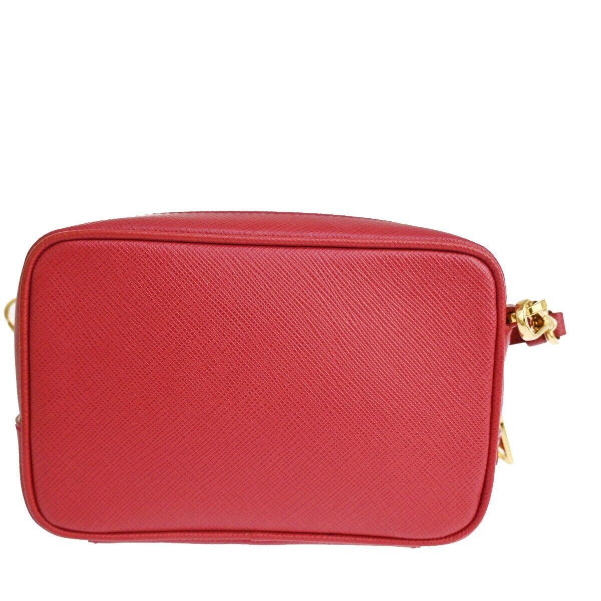 PRADA Saffiano Mini Crossbody Shoulder Bag Leather Red Fuoco Gold Italy 42RJ471