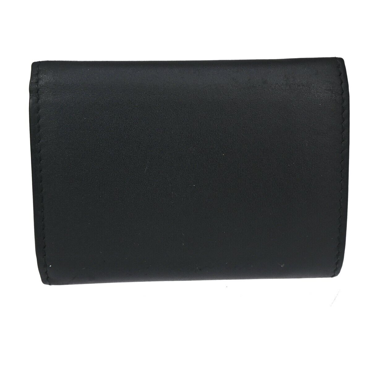 BALENCIAGA Logo Everyday Mini Trifold Wallet Purse Leather Black Italy 64EA106