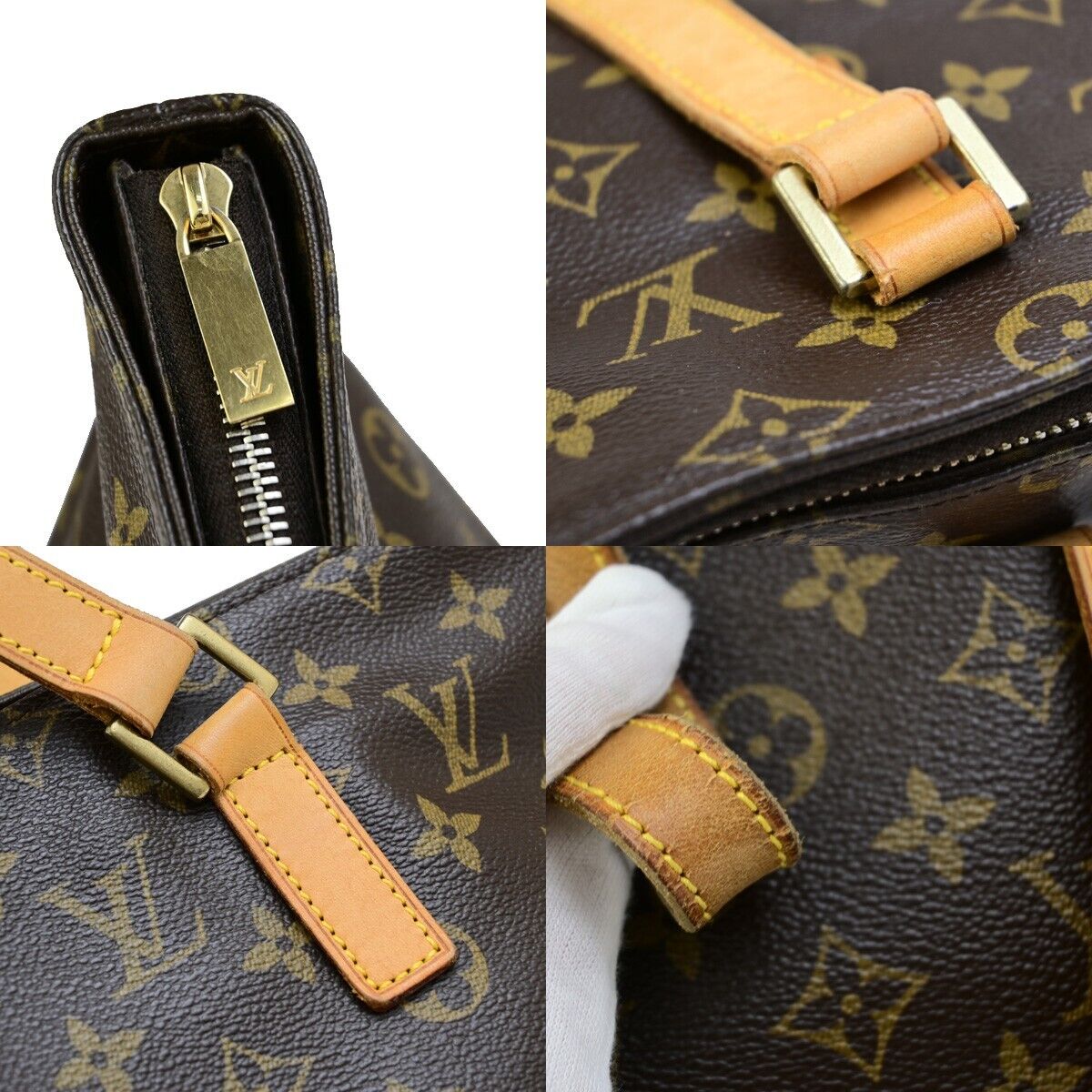 LOUIS VUITTON Cabas Mezzo Shoulder Bag Monogram Leather Brown M51151 73ED147