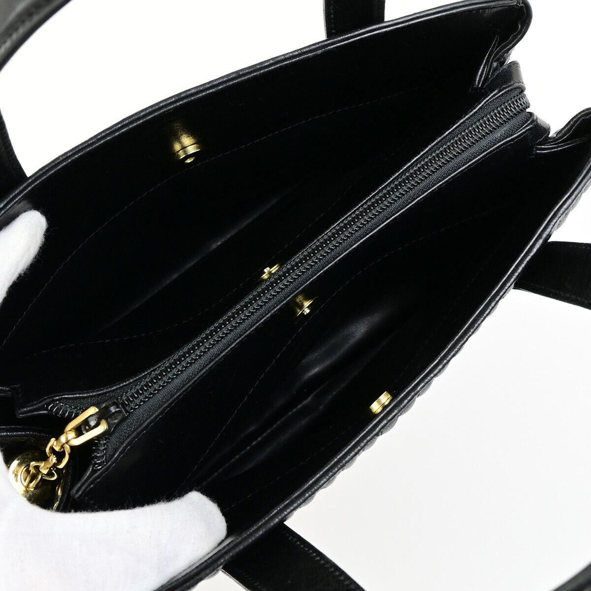 BALLY B Logo Fringe Tassel Shoulder Hand Bag Leather Black Gold-Plated 02FB399