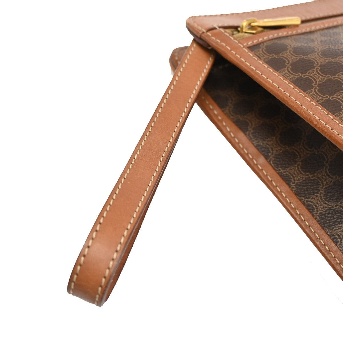 CELINE Logo Macadam Pattern Clutch hand Bag PVC Leather Brown GHW Italy 02KB682