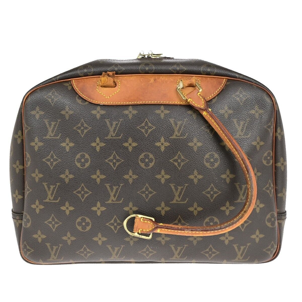 LOUIS VUITTON LV Logo Deauville Hand Bag Monogram Leather Brown M47270 61EC991