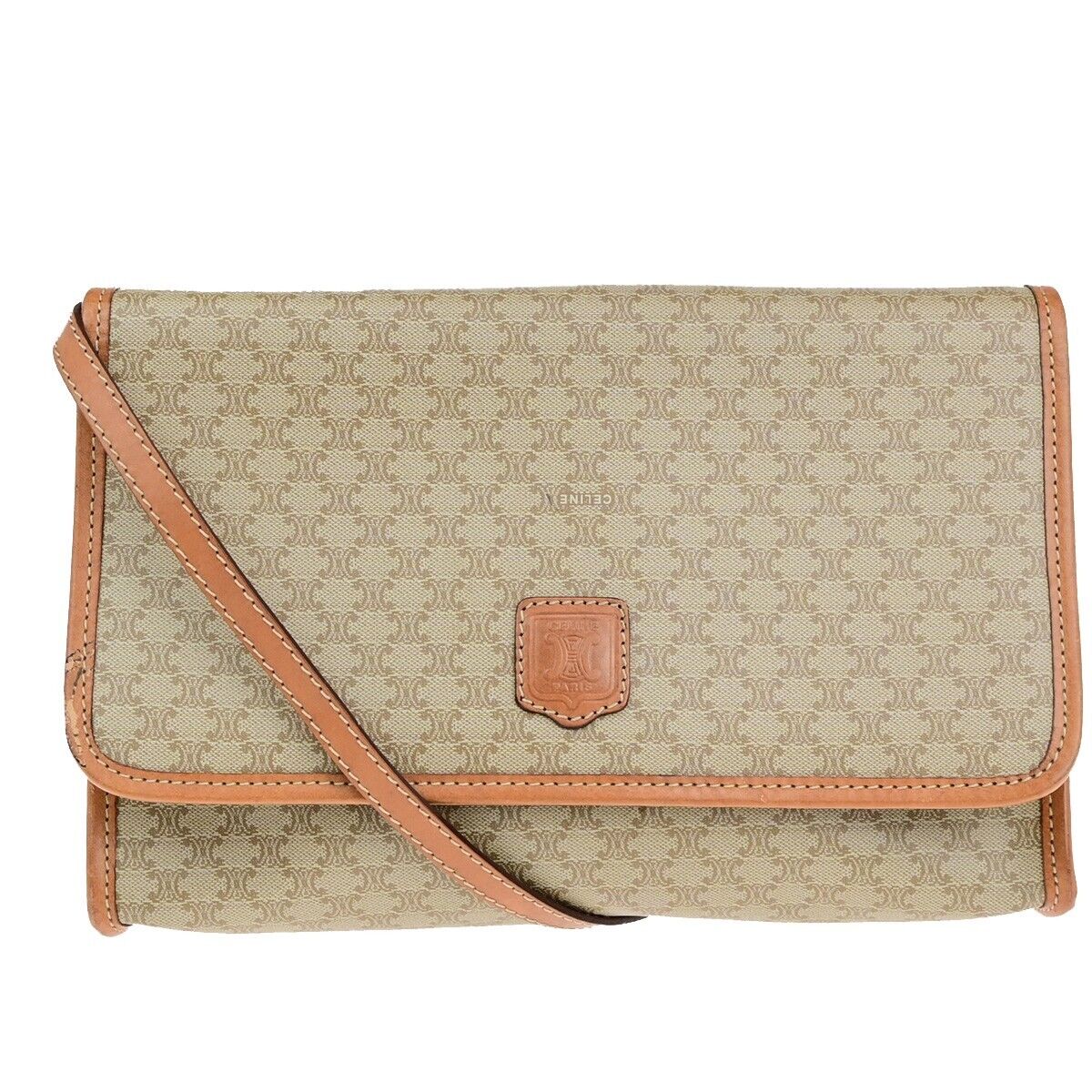 CELINE Macadam Pattern Crossbody 2Way Shoulder Clutch Bag PVC Leather BN 67ED367
