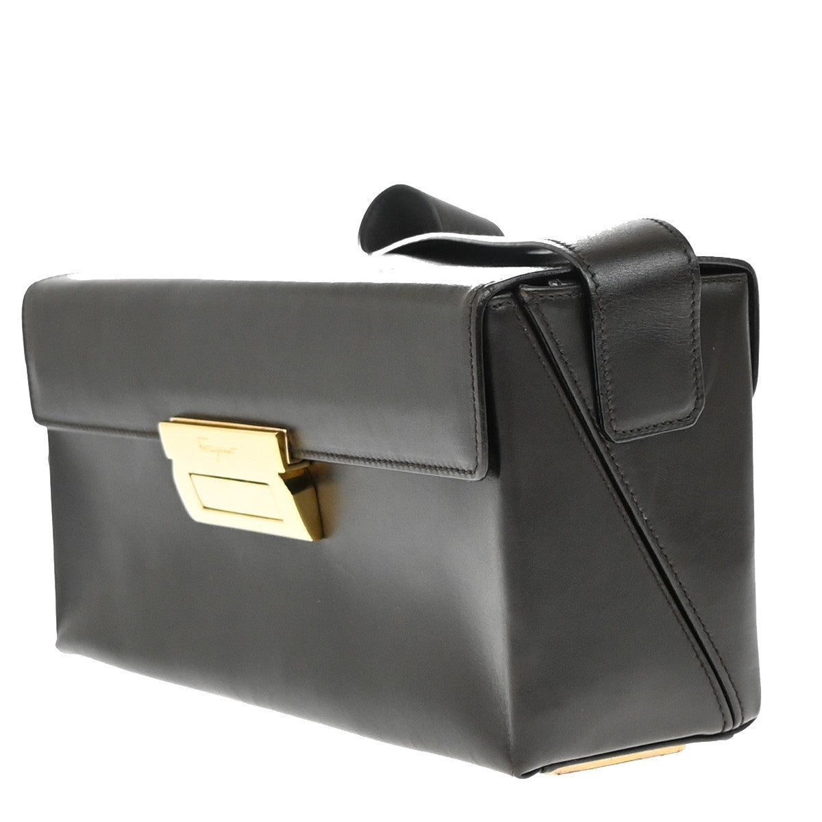 SALVATORE FERRAGAMO Logo Shoulder Hand Bag Leather Brown Italy 61EF887