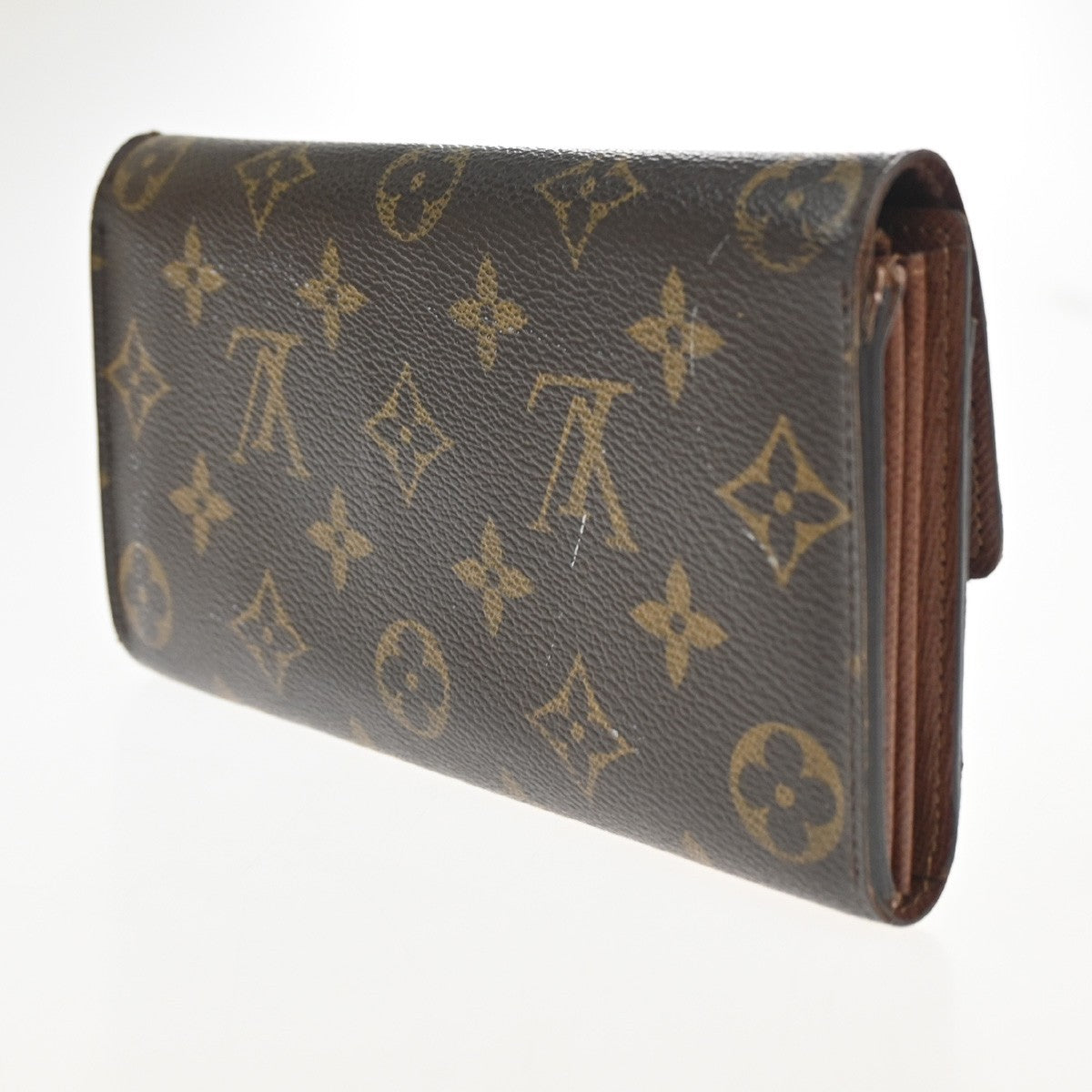 LOUIS VUITTON LV Logo 2 Set Bifold Wallet Monogram Leather Brown 65KC913
