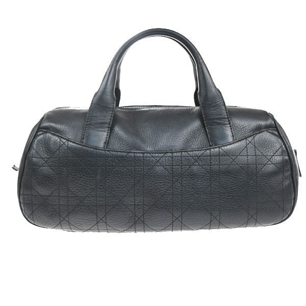 CHRISTIAN DIOR Logo Cannage Mini Boston Hand Bag Leather Black SHW Italy 96MA500