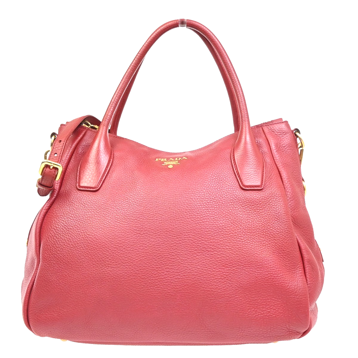 PRADA Logo 2way Crossbody Shoulder Hand Bag Embossing Leather Red GHW 84MA284