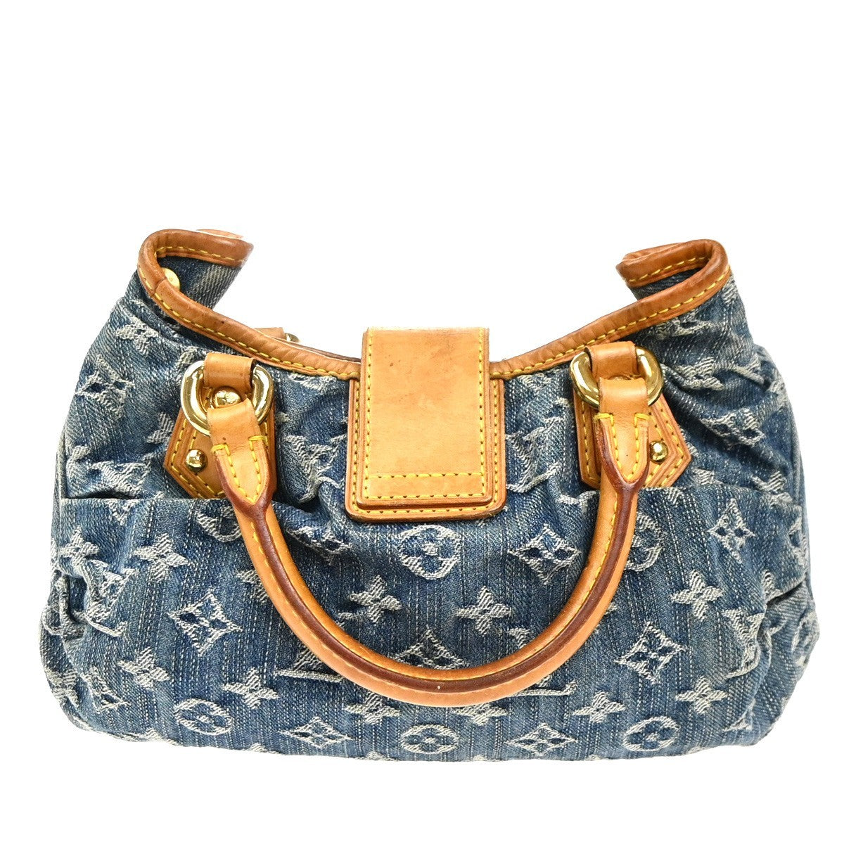LOUIS VUITTON Logo Pleaty Hand Bag Monogram Denim Leather Blue M95020 671RP147