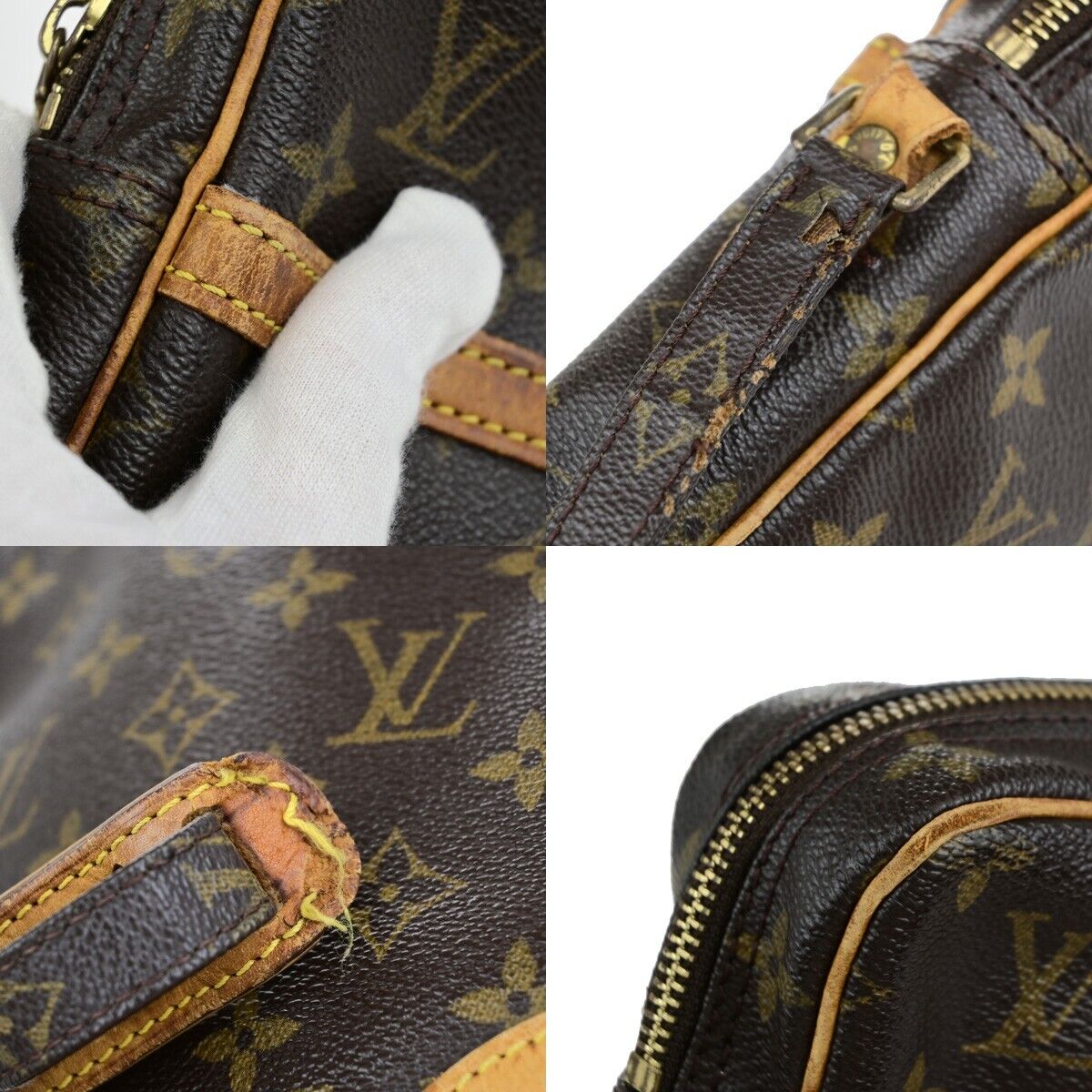 LOUIS VUITTON Danube Shoulder Bag Monogram Leather Brown France M45266 64ED013