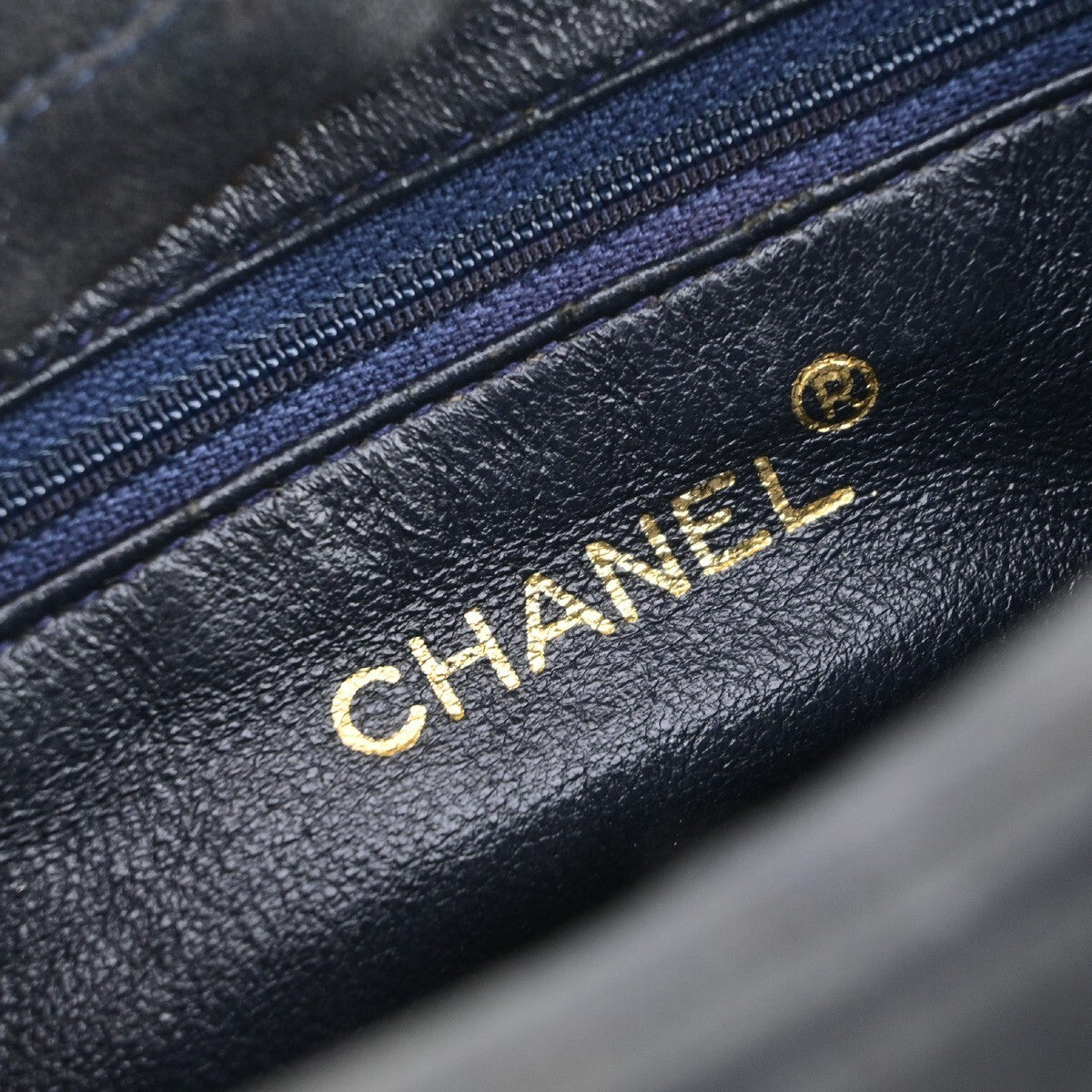 CHANEL CC Logo Mini Matelasse Shoulder Bag Suede Leather Navy Blue Gold 678RK542