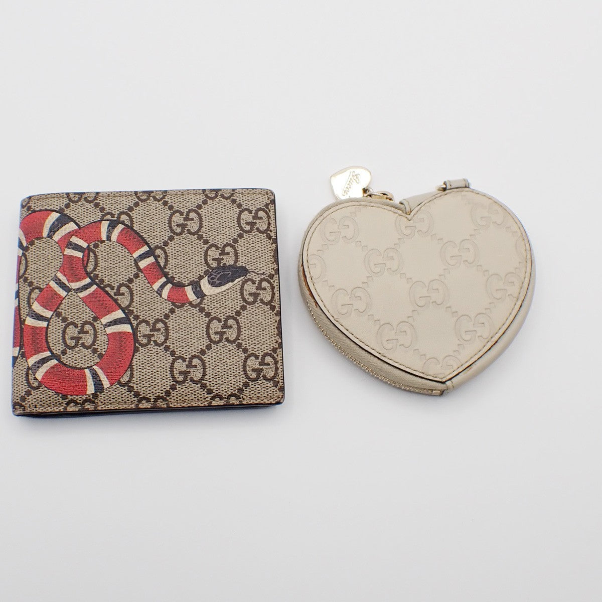 GUCCI 2 Set Bifold Coin Wallet Guccissima KingSnake Supreme Leather BN 02KB785
