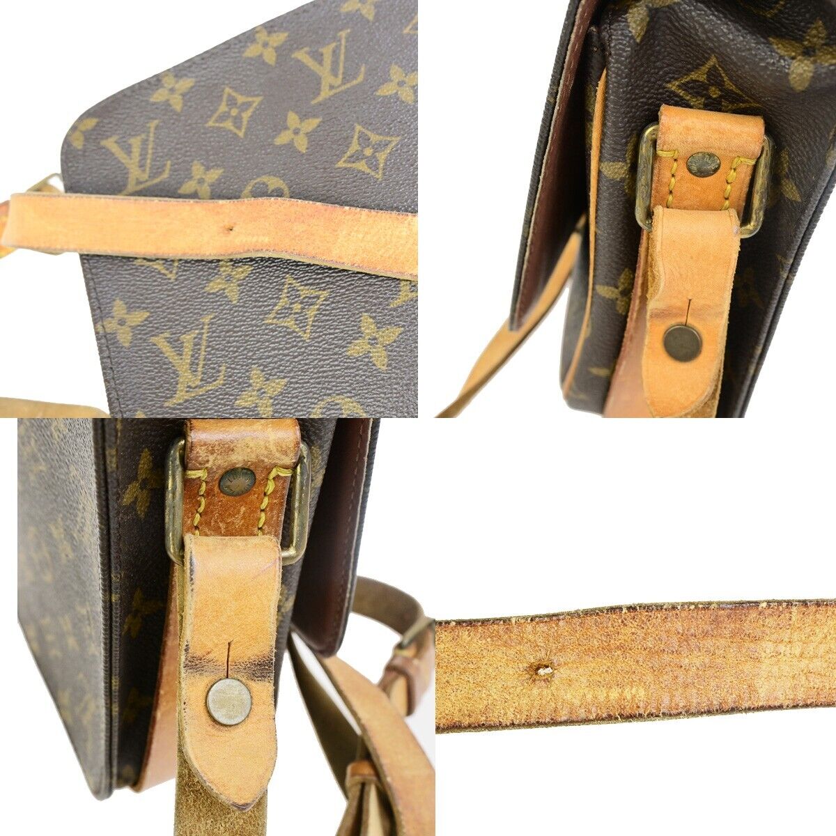 LOUIS VUITTON Cartouchiere MM Shoulder Bag Monogram Leather Brown M51253 30FB216