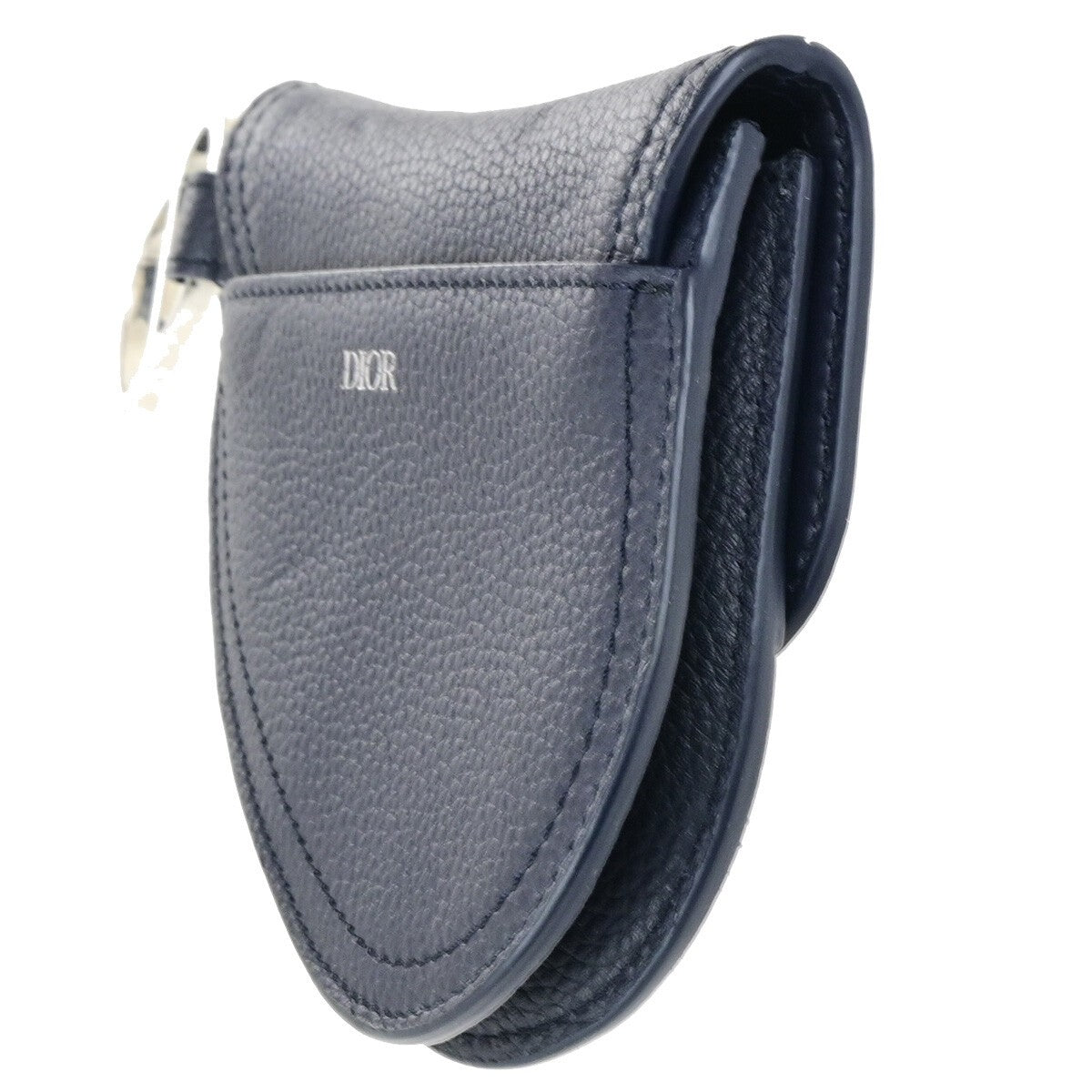 CHRISTIAN DIOR CD Logo Saddle Mini Pouch Bag Leather Navy Blue SHW Italy 85RK754