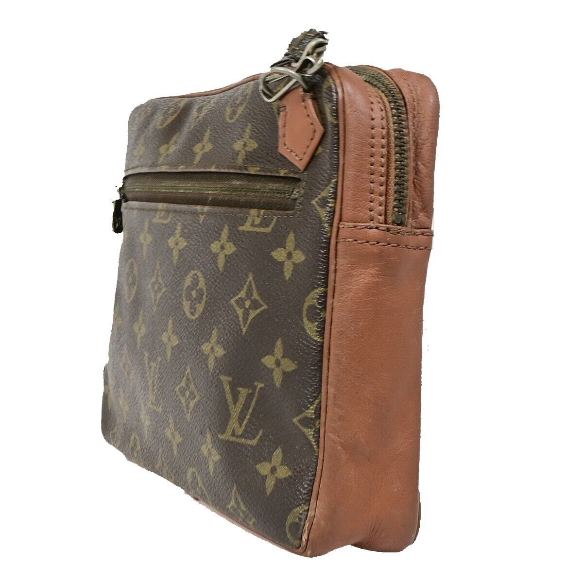 LOUIS VUITTON Pochette Sport Clutch Shoulder Bag Monogram Leather Brown 61EB425