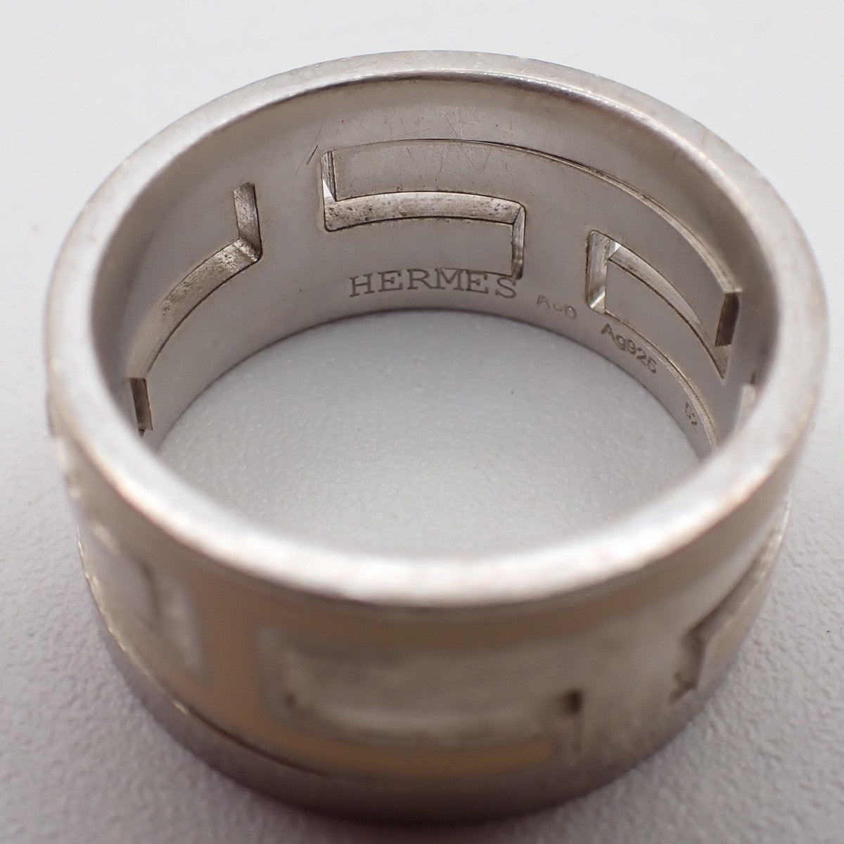 HERMES Logo Move H Ring Size 52 Silver 925  White Accessory 61RF775