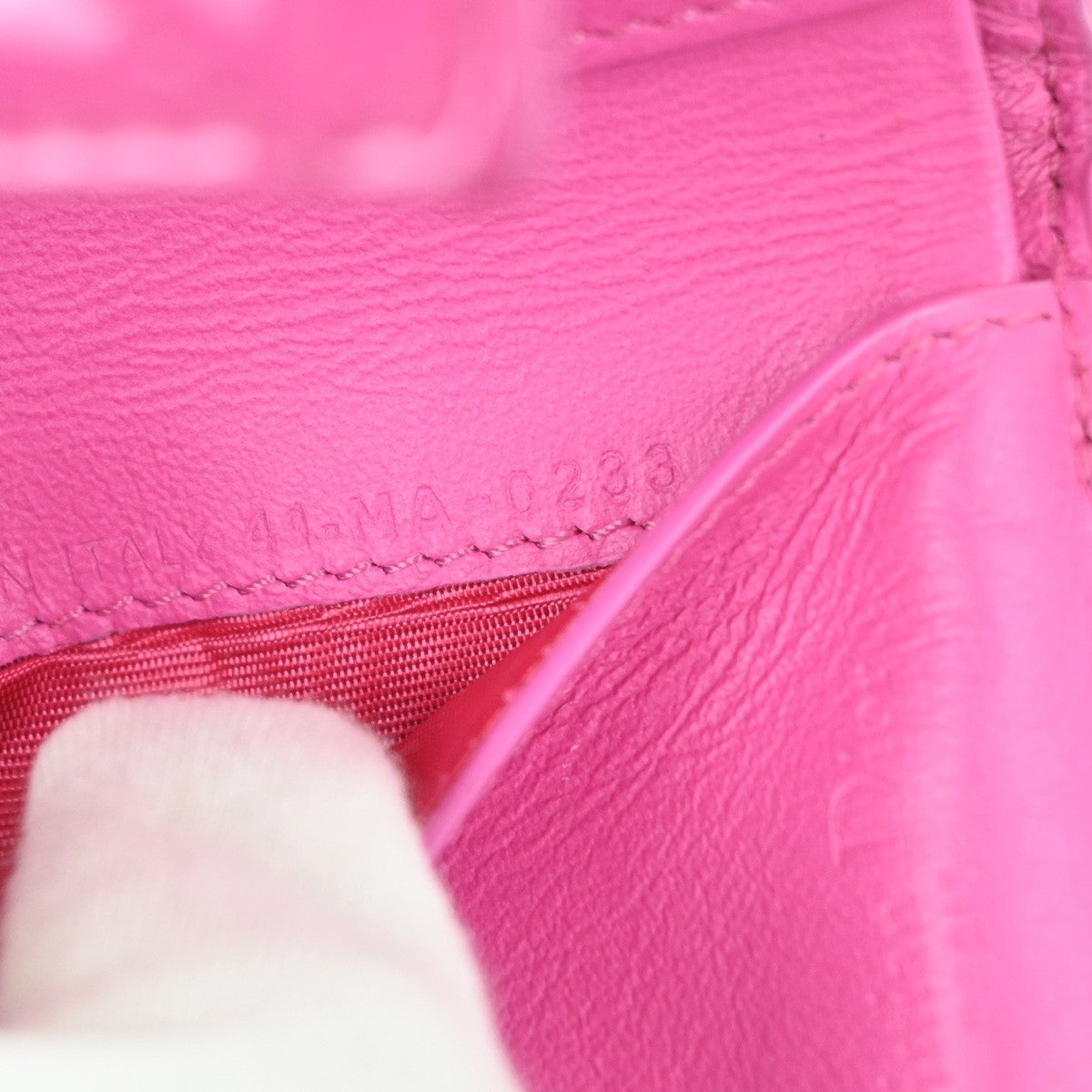 CHRISTIAN DIOR Lotus Cannage Compact Trifold Wallet Patent Leather Pink 30YJ112