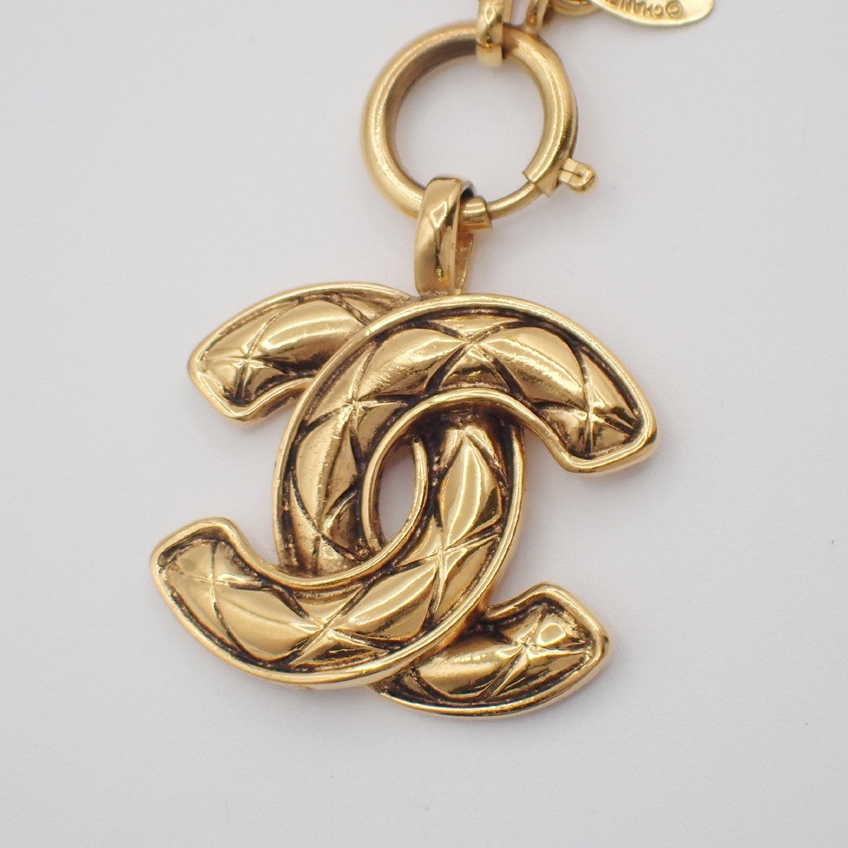 CHANEL CC Logo Chain Charm Pendant Necklace GHW Gold-Plated Vintage 99RL988
