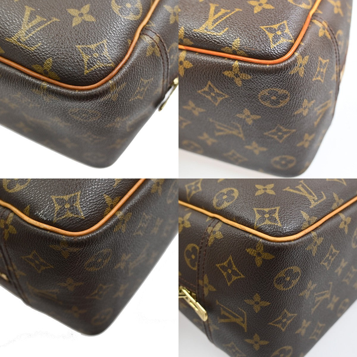 LOUIS VUITTON LV Logo Deauville Hand Bag Monogram Leather Brown M47270 84SA048