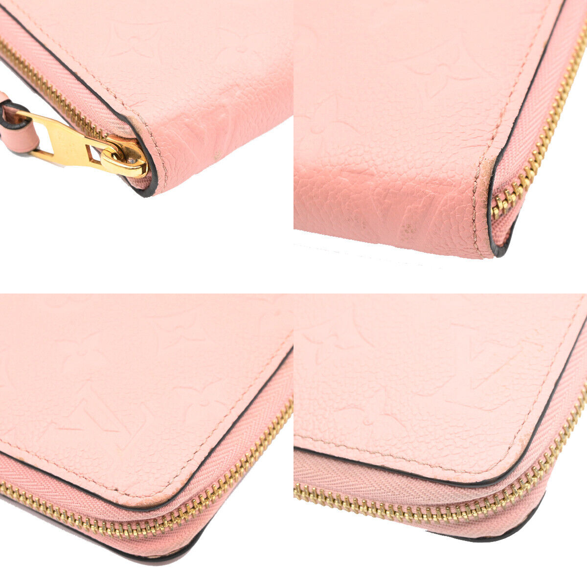 LOUIS VUITTON Zippy Wallet Long Monogram Empreinte Leather Rose M64090 89YE527
