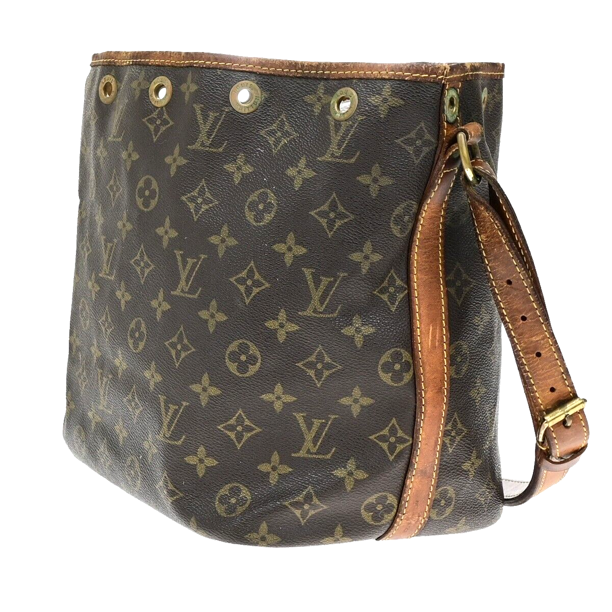 LOUIS VUITTON Petit Noe Drawstring Shoulder Bag Monogram Leather M42226 62ED538