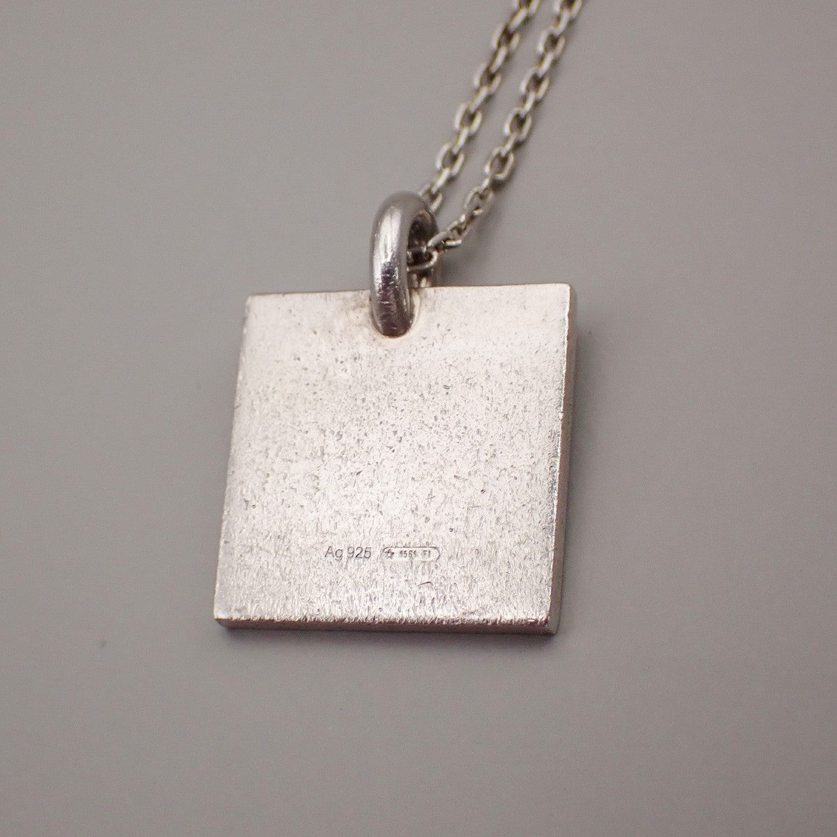 GUCCI Logo Square Plate Necklace Pendant Silver 925 Italy 01KD232