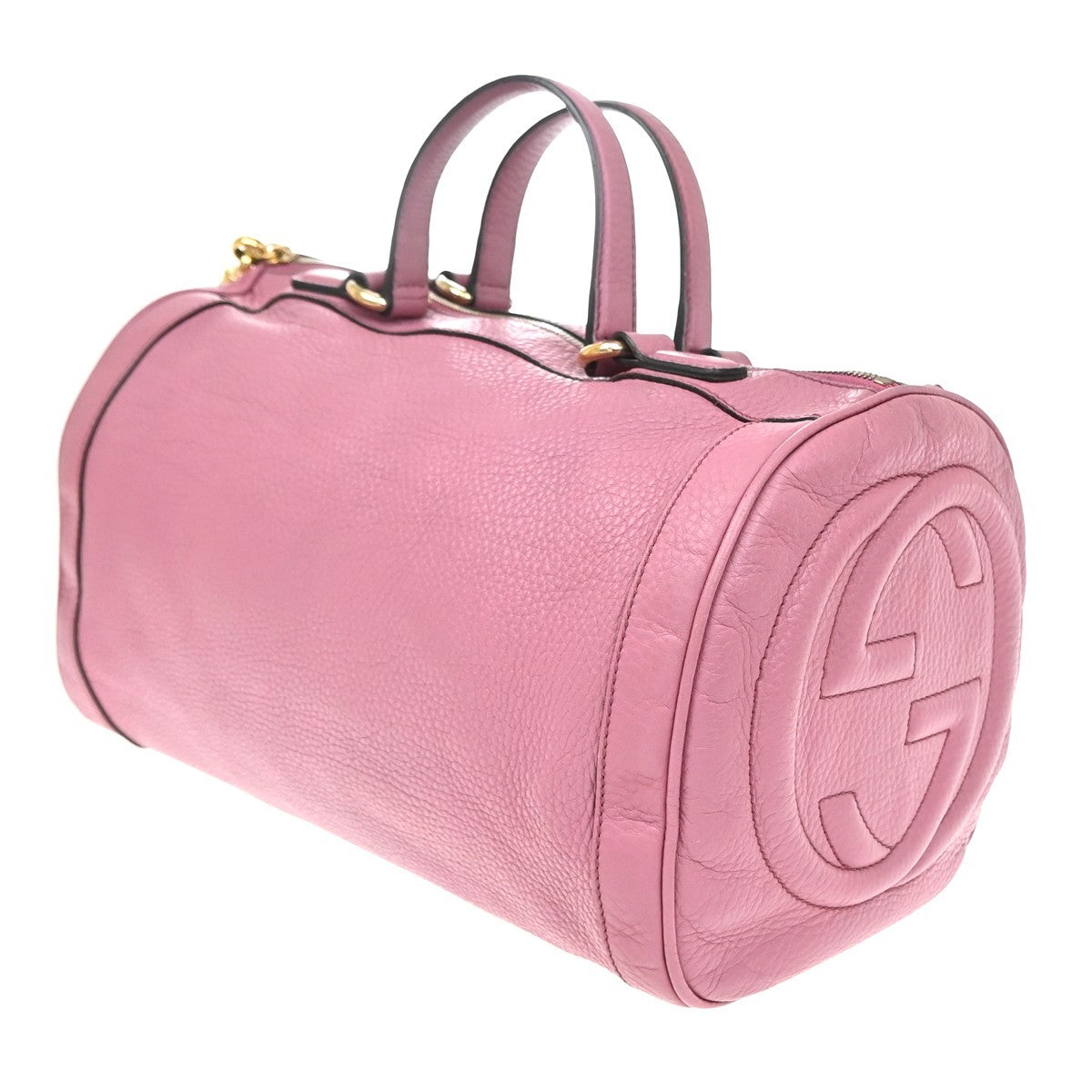 GUCCI GG Logo Soho Boston Hand Bag Tassel Leather Pink GHW Italy 72YJ128