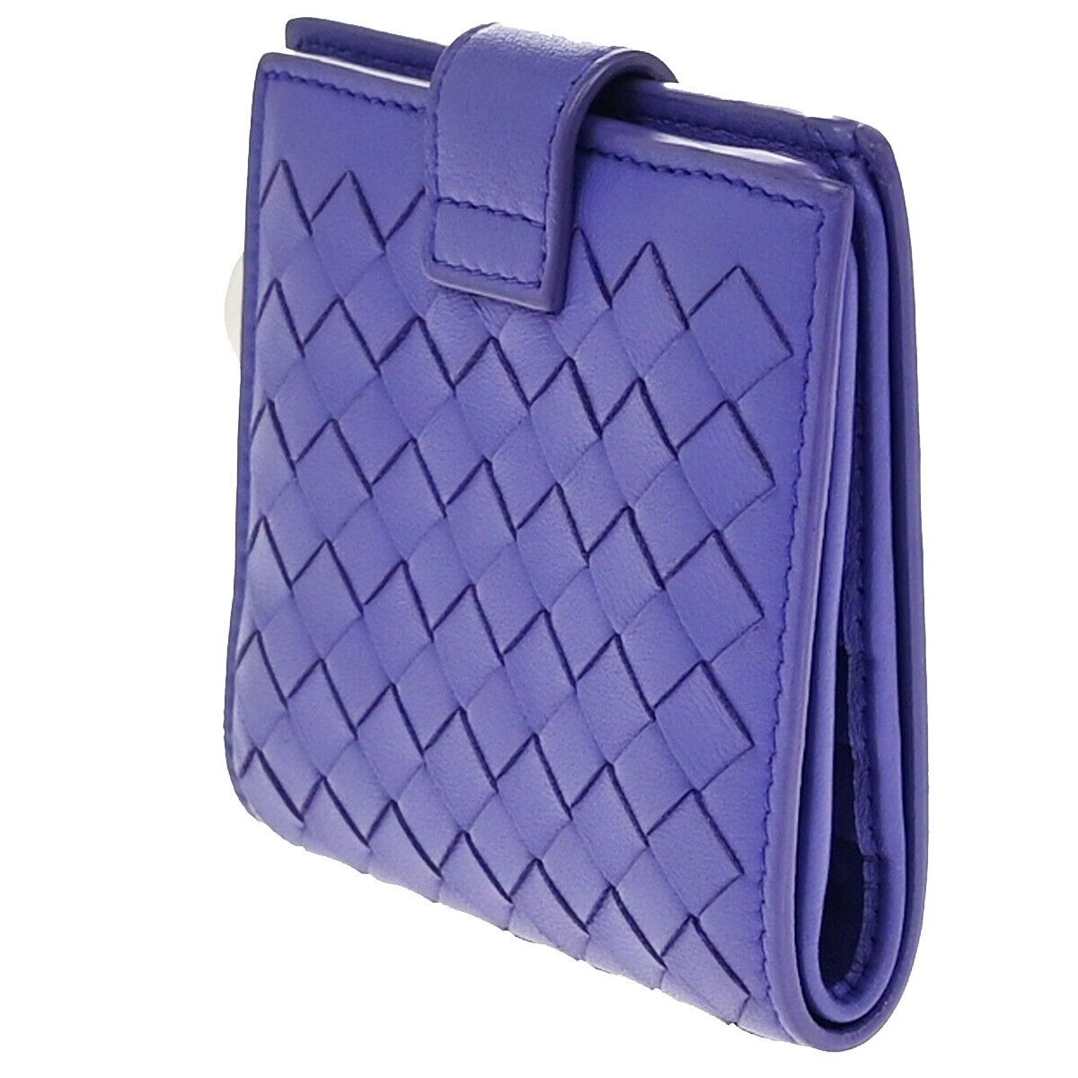 BOTTEGA VENETA Logo Intrecciato Bifold Compact Wallet Leather Purple 62EE110