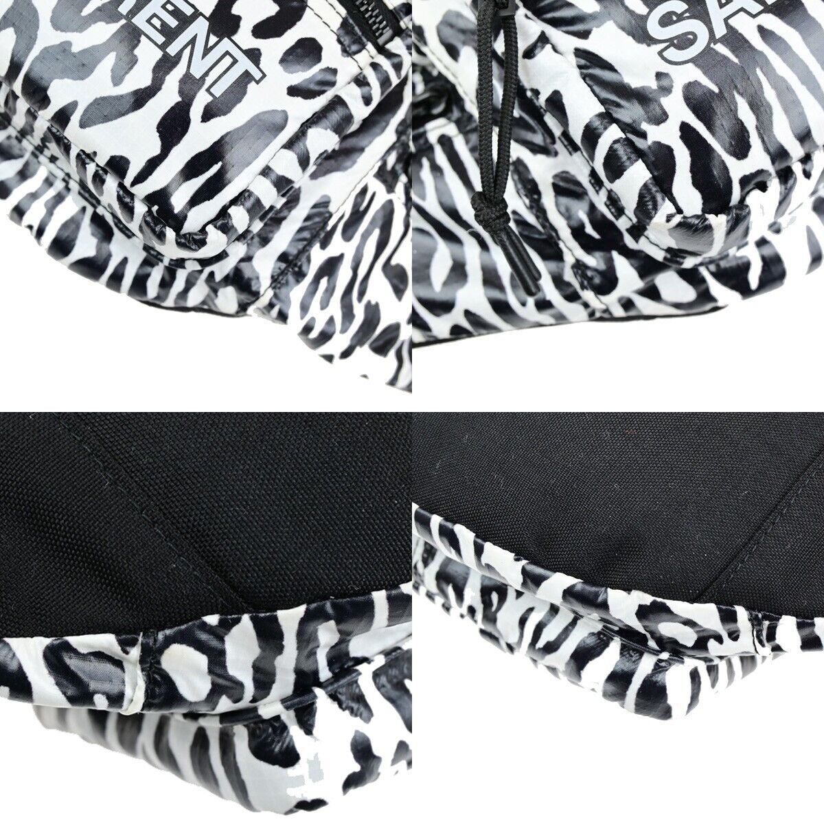 SAINT LAURENT Zebra Print Belt Bum Body Bag Nylon Leather Black White 85RK843