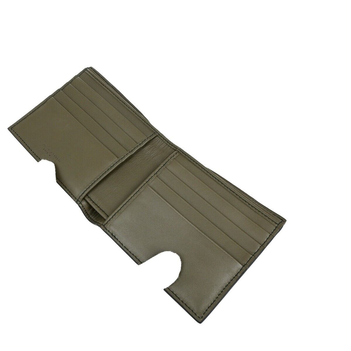 BOTTEGA VENETA Logo Compact Bifold Wallet Exotic Leather Brown Blue 68EC004