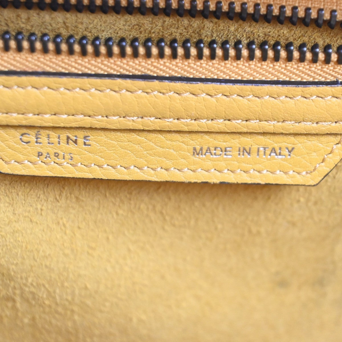 CELINE Luggage Micro Top Handle Tote Hand Bag Leather Yellow SHW Italy 667RL904