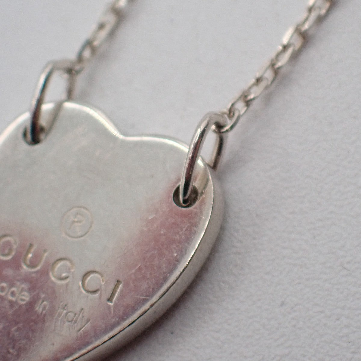 GUCCI Logo Trademark Heart Pendant Bracelet Ag 925 Silver Italy 09KP563