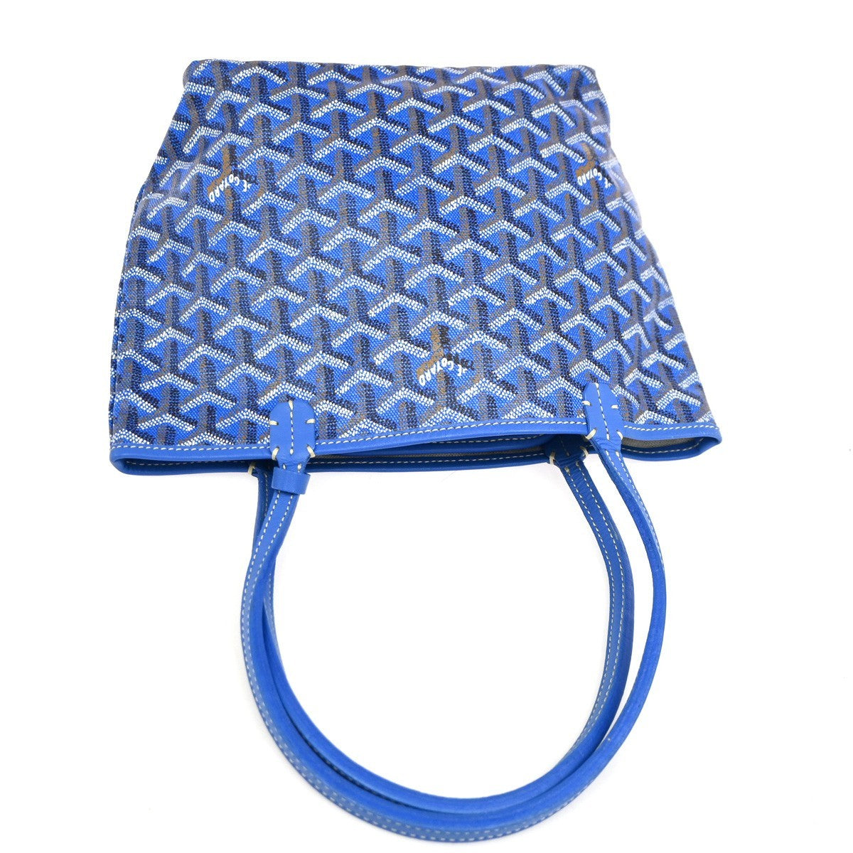 GOYARD Anjou Mini  Shoulder Hand Tote Bag Pouch Blue Canvas Leather 654RL918