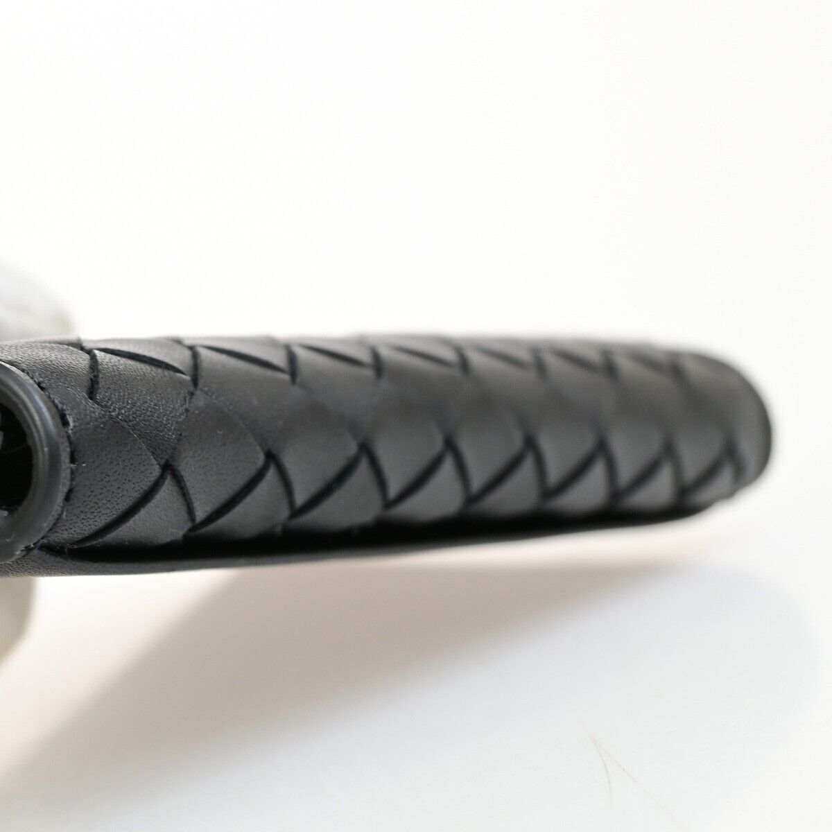 BOTTEGA VENETA Logo Intrecciato Card Holder Wallet Leather Black Italy 64FB224